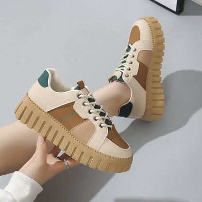 Damen Plateau Sneaker Hoch Modisch mit Struktursohle