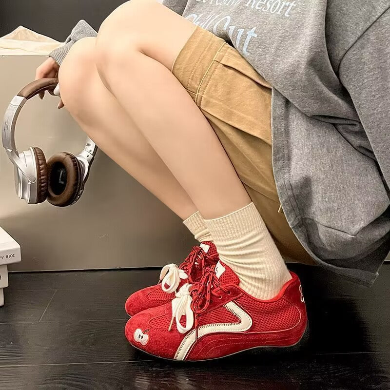 Damen Sneaker Sportlich Atmungsaktiv Mit Apfelmotiv