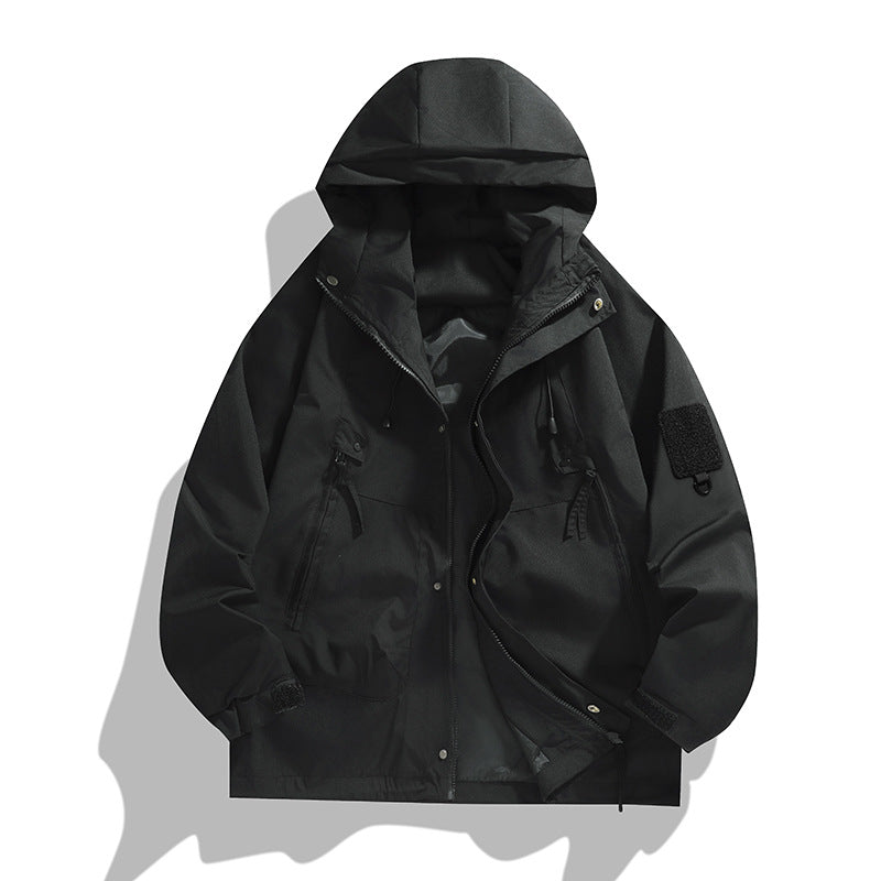 Herren Outdoor-Jacke Leicht Wasserdicht Mit Verstellbarem Kragen
