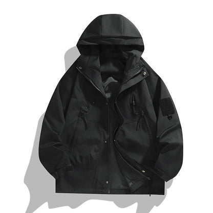 Herren Outdoor-Jacke Leicht Wasserdicht Mit Verstellbarem Kragen