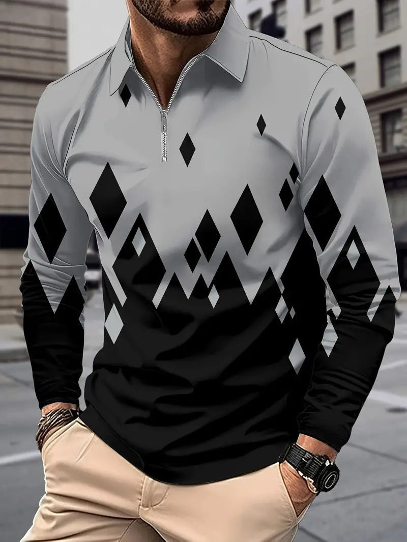 Herren Langarmshirt Modern Karomuster Trendy