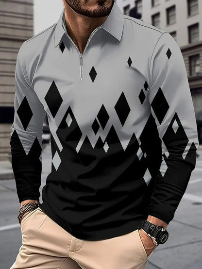 Herren Langarmshirt Modern Karomuster Trendy
