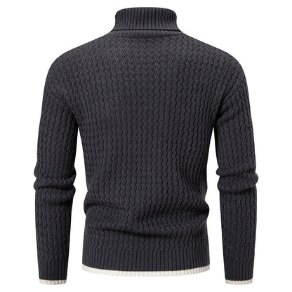 Herren Strickpullover Hochkragen Strukturiert Zopf Muster