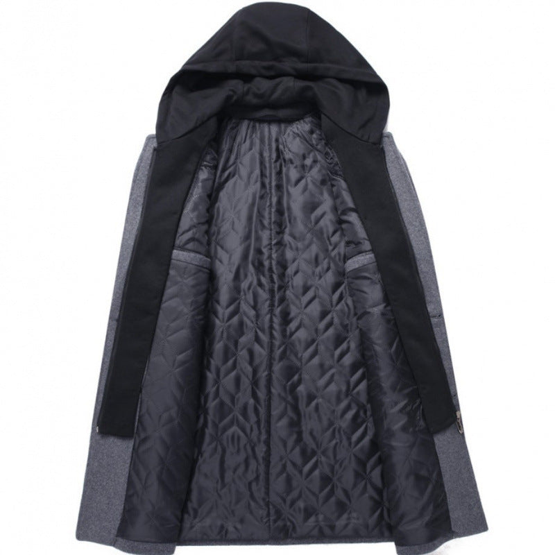 Herren Manteljacke Modern mit Abnehmbarer Kapuze Gesteppt