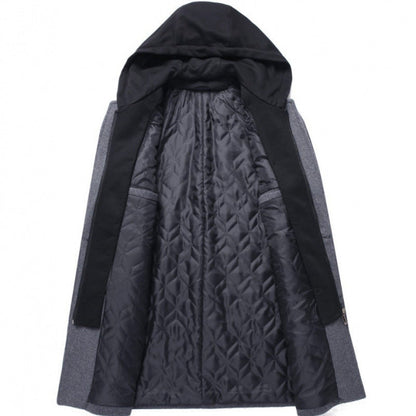 Herren Manteljacke Modern mit Abnehmbarer Kapuze Gesteppt