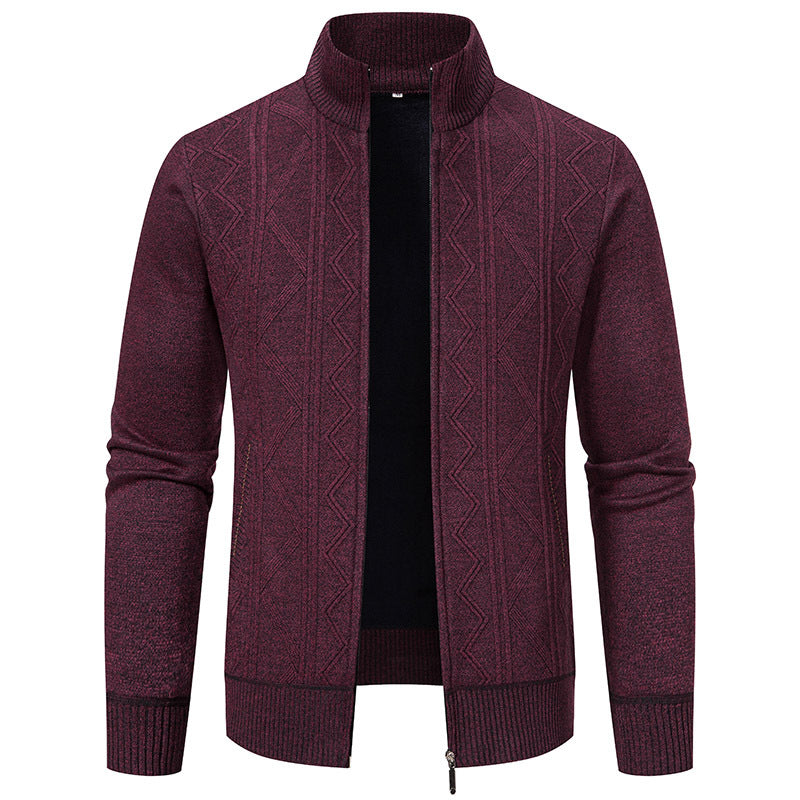 Herren Strickjacke Modern Reißverschluss Muster Pullover - BerlinGlamour