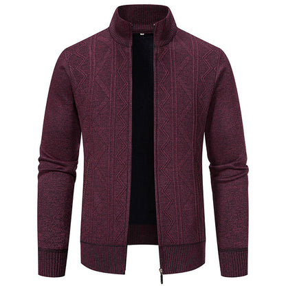 Herren Strickjacke Modern Reißverschluss Muster Pullover - BerlinGlamour