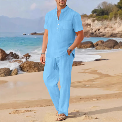 Männer Sommer Outfit Kurzarmhemd lockere Hose