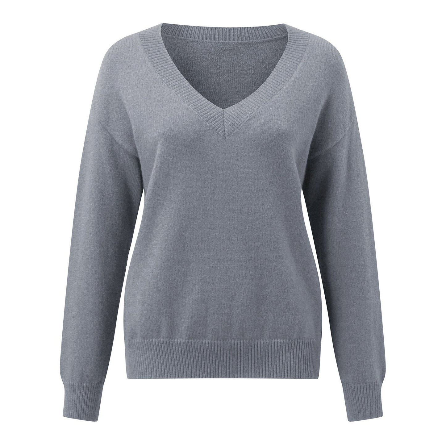 Damen Strickpullover V-Ausschnitt Weich Wollig Elegante Qualität