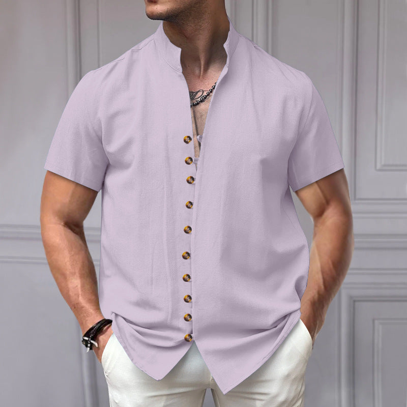 Herren Kurzarmhemd Modern Stehkragen Elegant