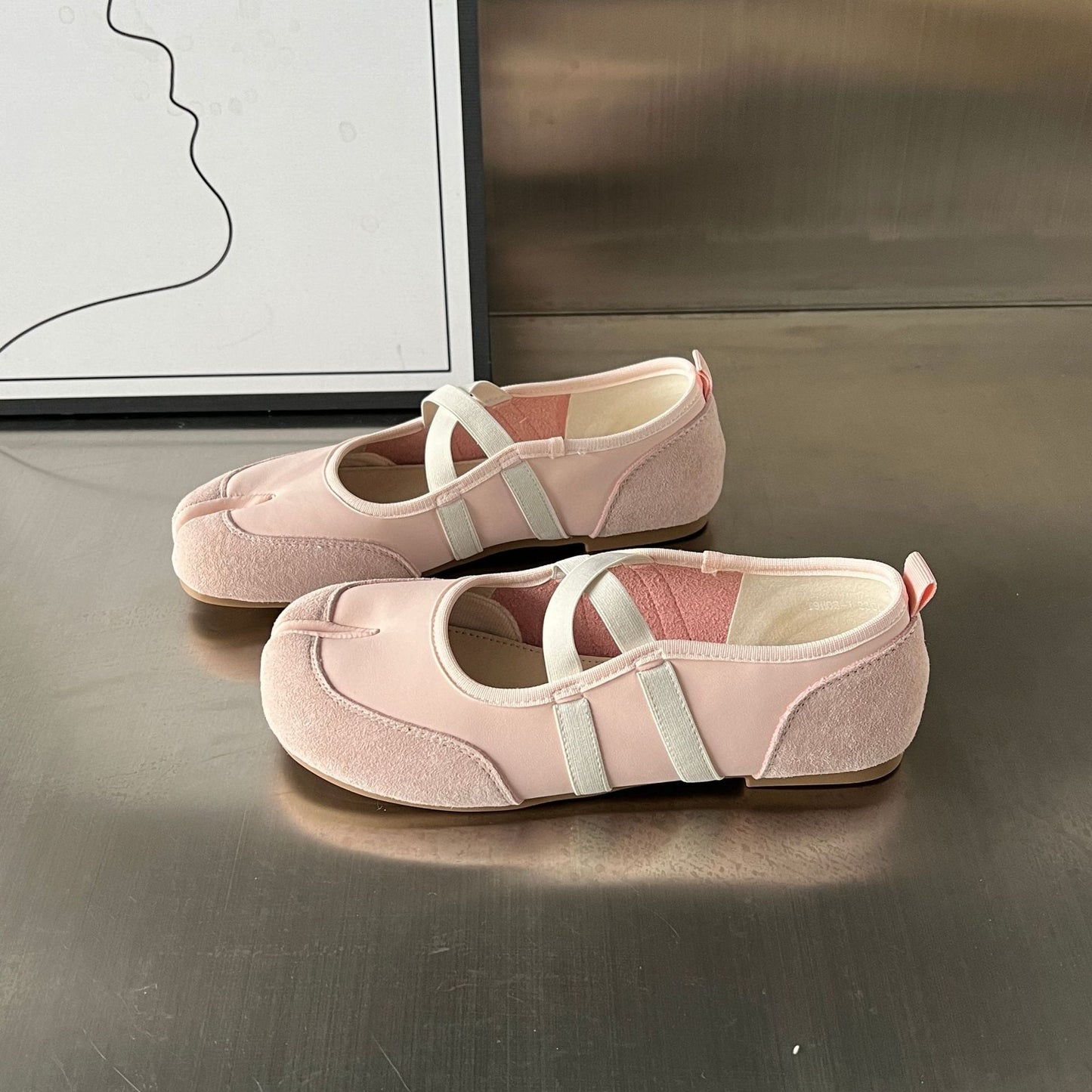 Damen Ballerinas Bequem Leder Komfort Schuhe