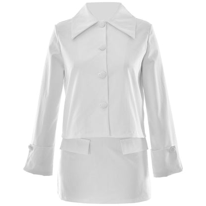 Modische Damen Kurzjacke Übergroßer Kragen Metallic Knöpfe