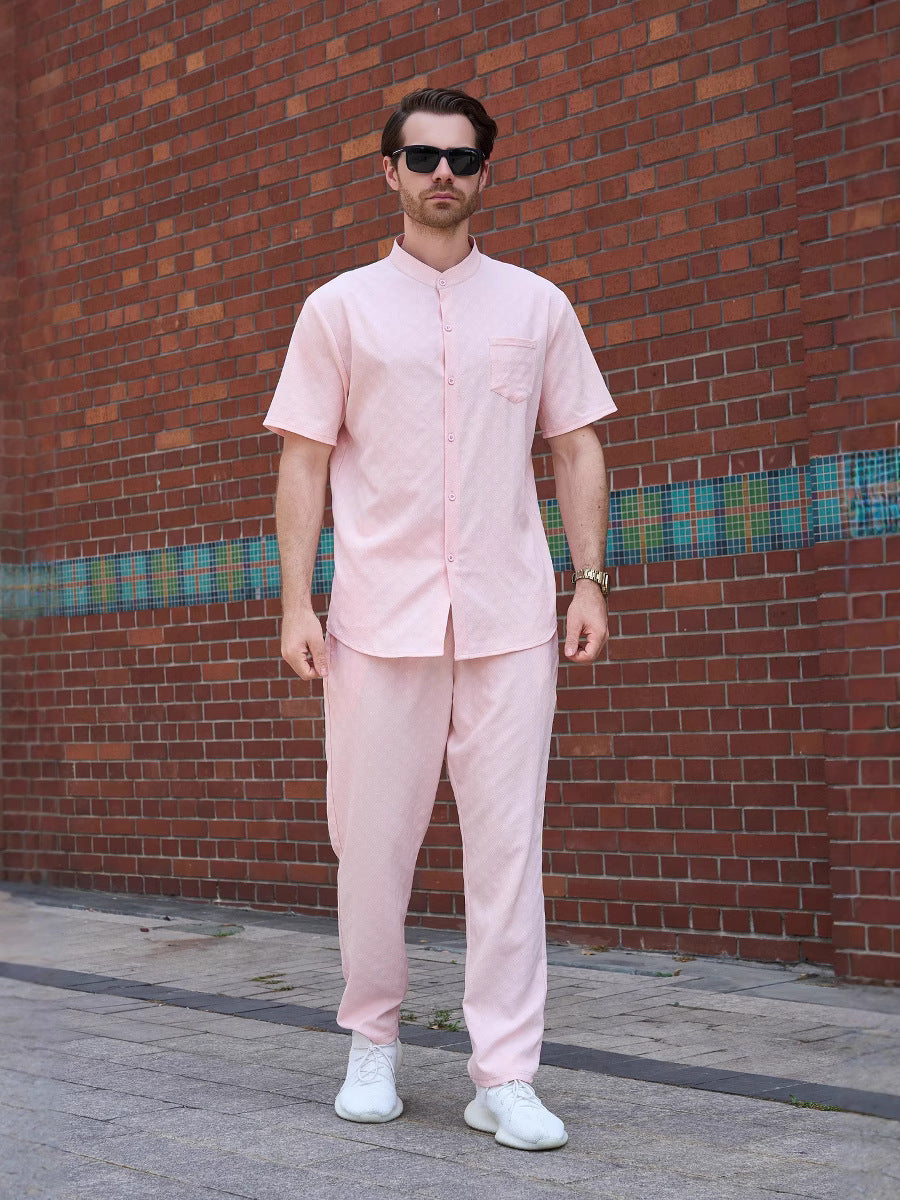 Herren Sommerhemd Kurzarm mit Hose Set Elegant