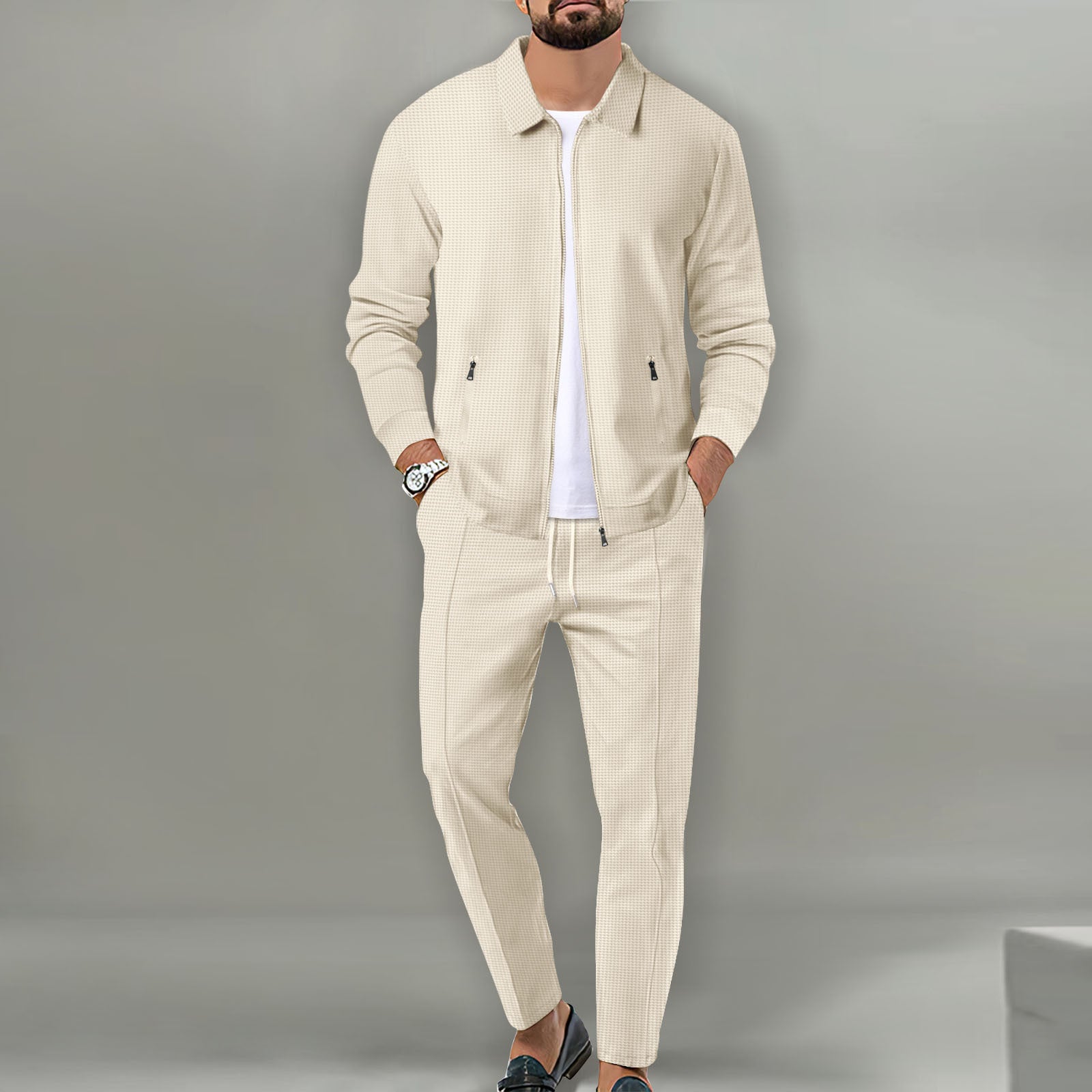Herren Sportanzug Set Modern mit Taschen Grau - BerlinGlamour