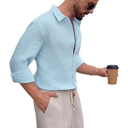 Herren Langarmhemd Elegantes Streifenmuster Modern Slimfit