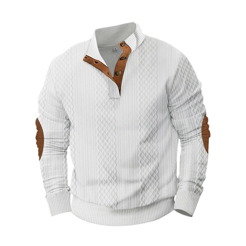 Herren Pullover Stehkragen Modern Leder Details