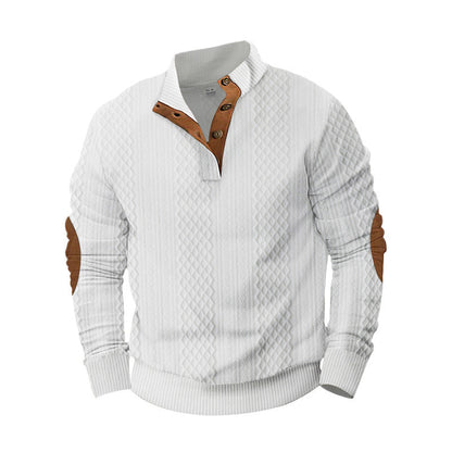 Herren Pullover Stehkragen Modern Leder Details