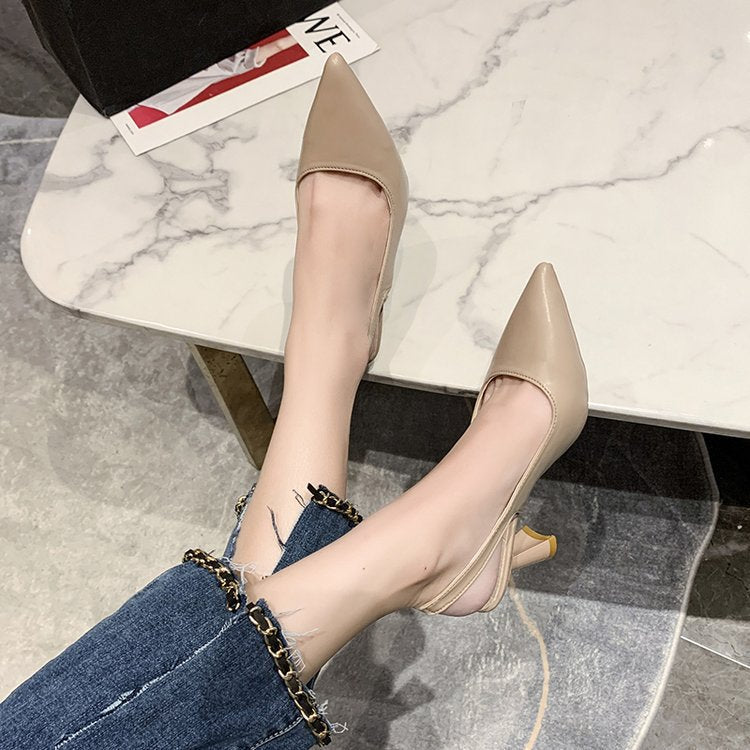 Damen Sling Pumps Hochhackig Luxus Leder