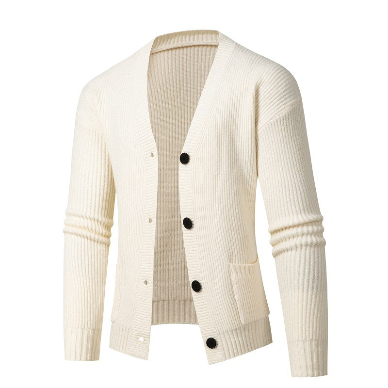 Herren Strickjacke Modern mit Feinripp Design
