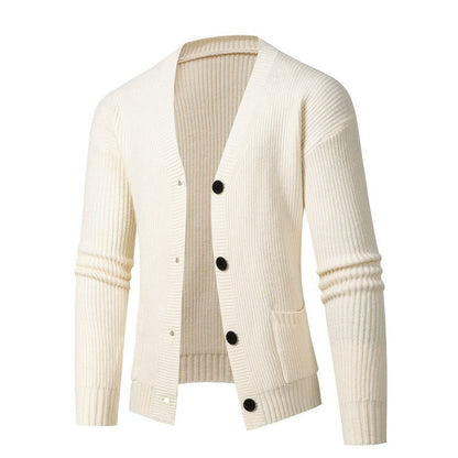 Herren Strickjacke Modern mit Feinripp Design