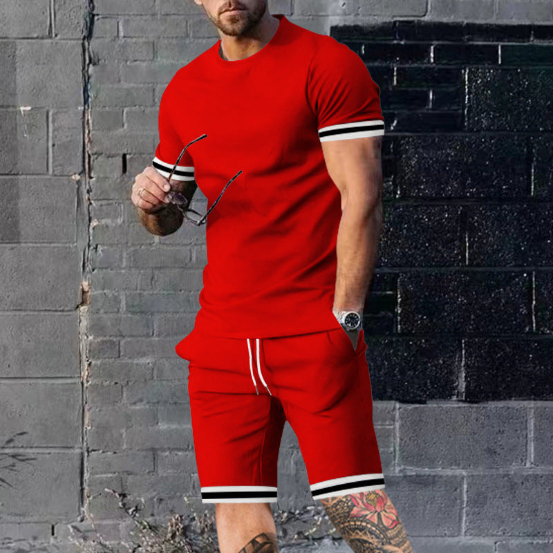 Herren Sportset Kurzarmshirt Freizeit Shorts Sportlich