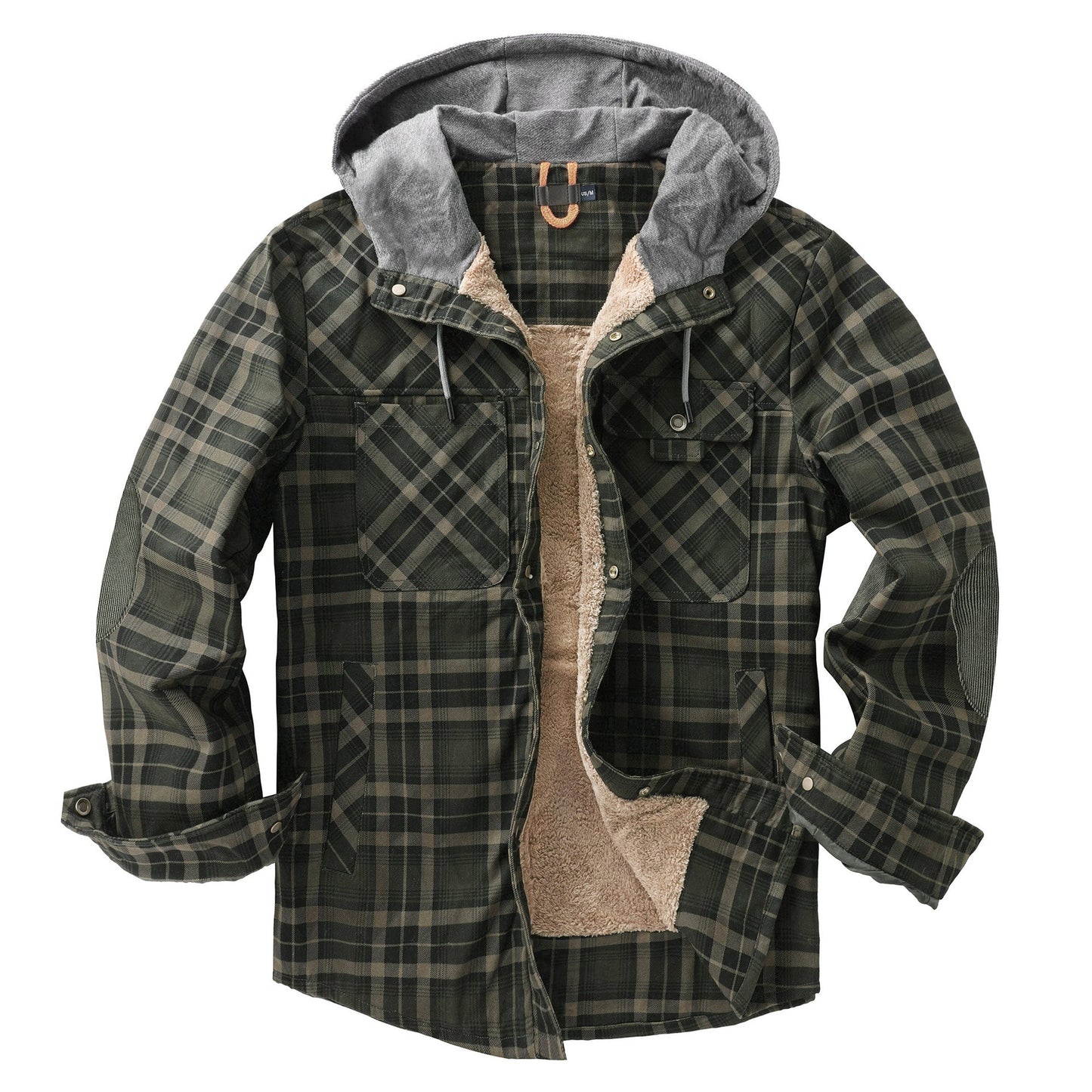 Herren Flanelljacke Weich Kapuze Warm Winter