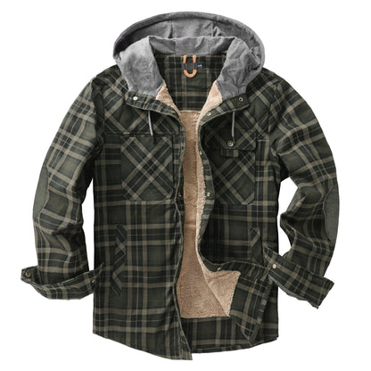 Herren Flanelljacke Weich Kapuze Warm Winter