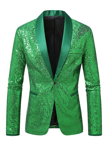 Herren Blazer Pailletten Modern Schnitt Glamour