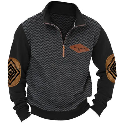 Herren Pullover Modern Kontrastkragen mit Patches