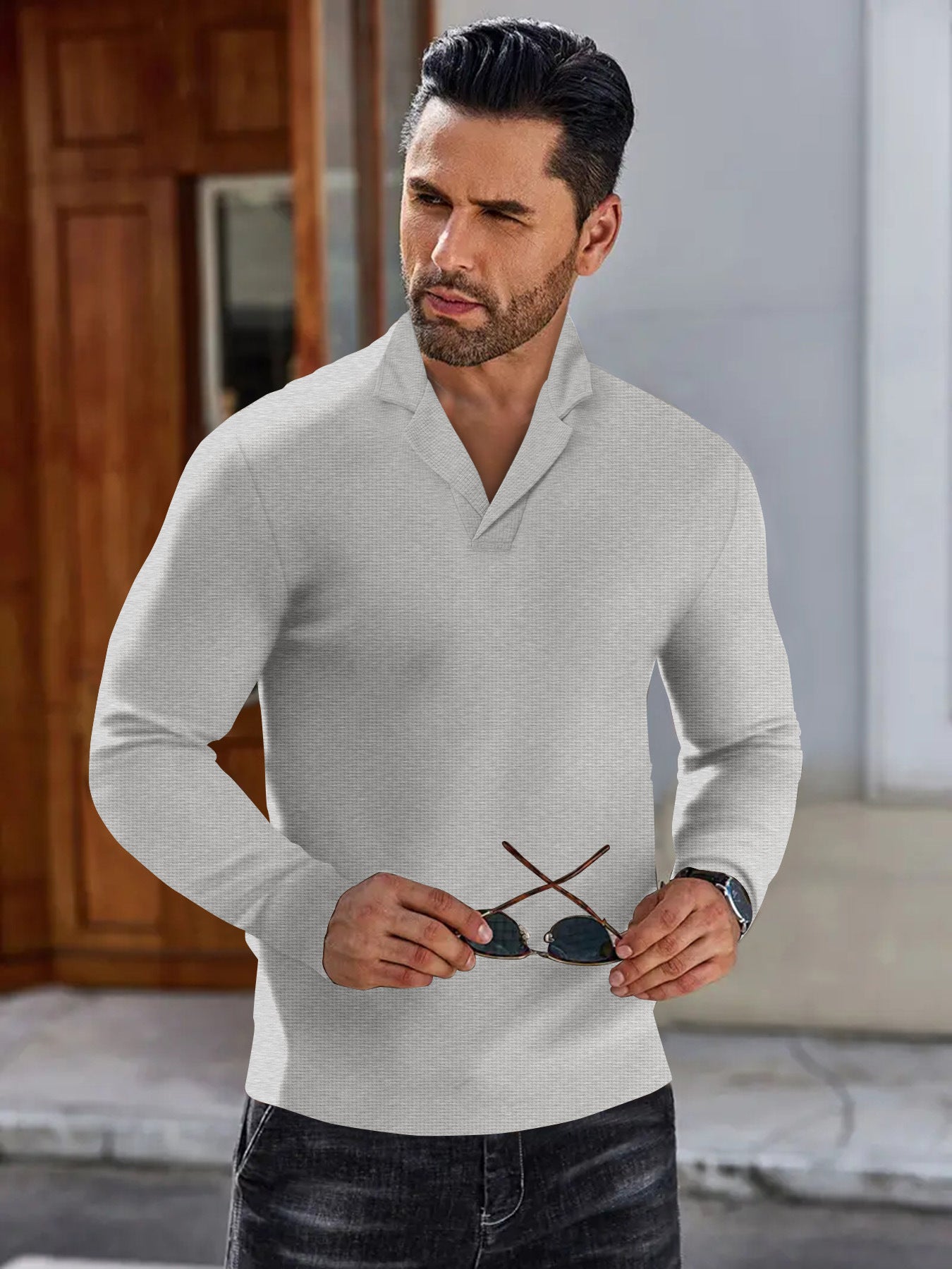 Herren Langarmshirt Lässig Casual Berlin Style