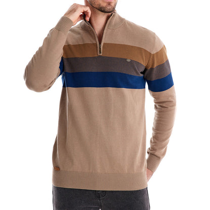 Herren Strickpullover Stehkragen Streifen Modern