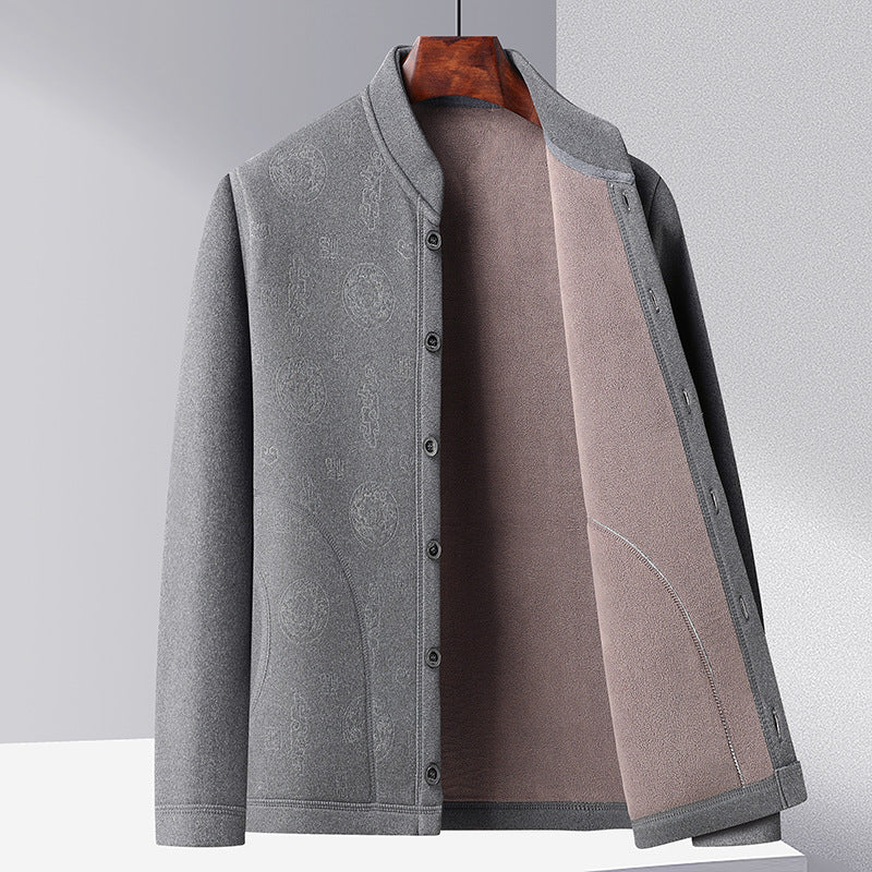 Herren Strickjacke Modern mit Knöpfen und Hochkragen