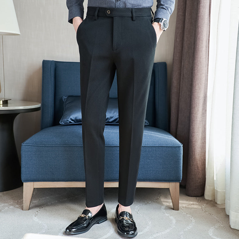 Herren Anzughose Slim Fit Schmal Schwarze Hose