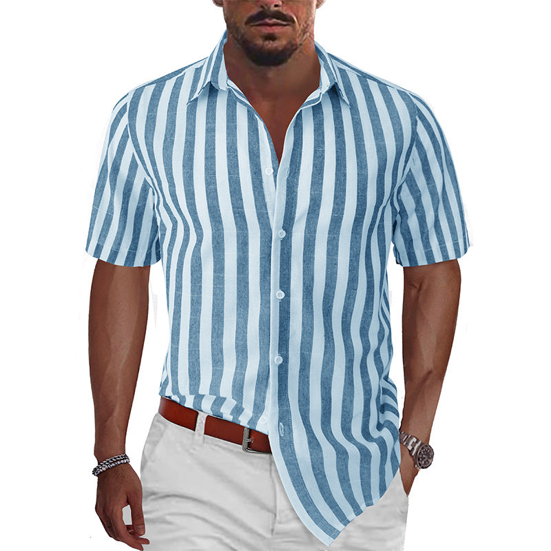 Herren Hemd Kurzarm Streifen Modern - BerlinGlamour