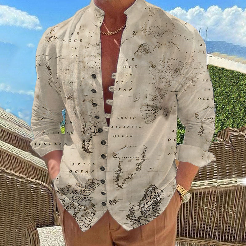 Herren Hemd Weltkarten Design Berlin Style - BerlinGlamour
