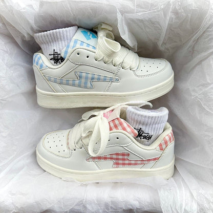 Damen Sneaker Karo Bequem Dämpfung Sport
