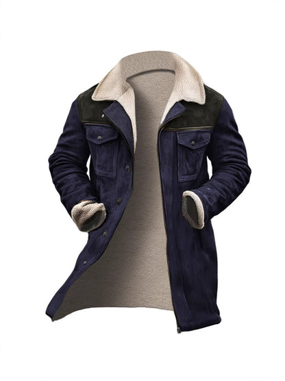 Herren Lederjacke Warm Wildleder mit Fleecefutter Stylish