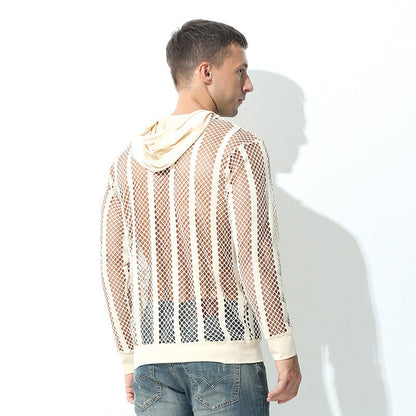 Herren Mesh-Hoodie Atmungsaktiv Kapuze Sportlich