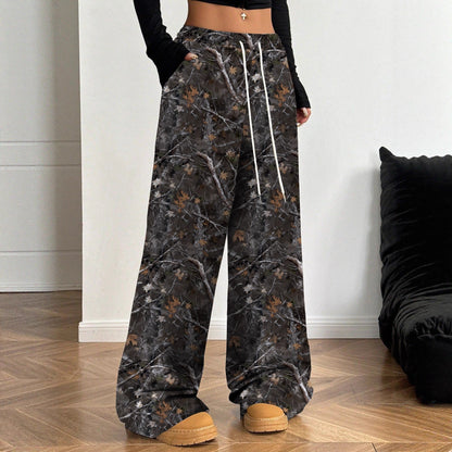 Damen Cargohose Hochtailliert Allover-Muster Trendy