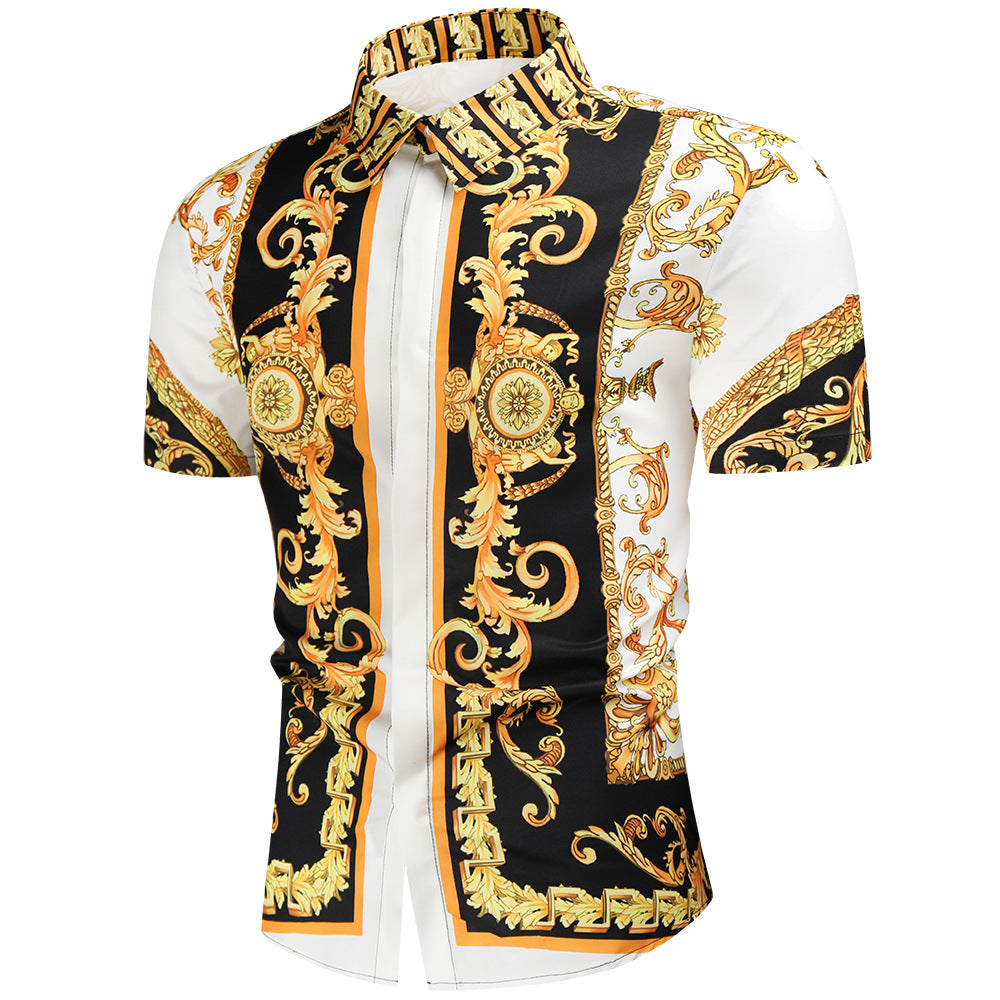 Herren Kurzarmhemd Barock Design Elegant Berlin - BerlinGlamour