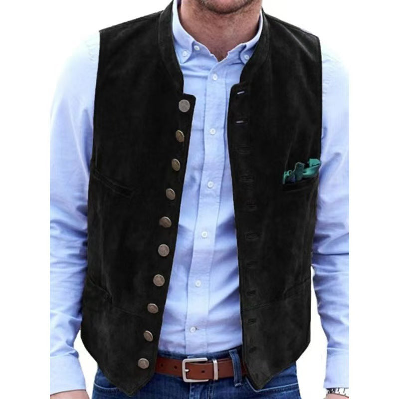 Lederweste Herren Elegant Wildleder Schwarz