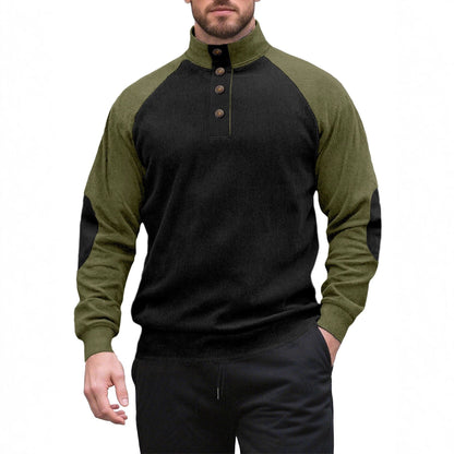 Herren Strickpullover Modern Stehkragen Knopfleiste