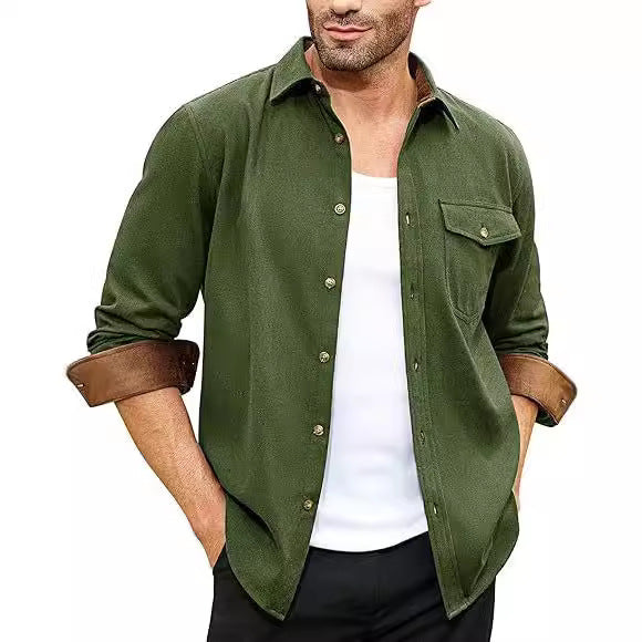 Herren Flanellhemd Warm Bequem Grau