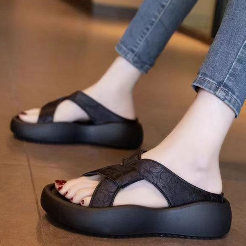 Damen Sandalen Bequem Slip-On mit Querriemen Rutschfest