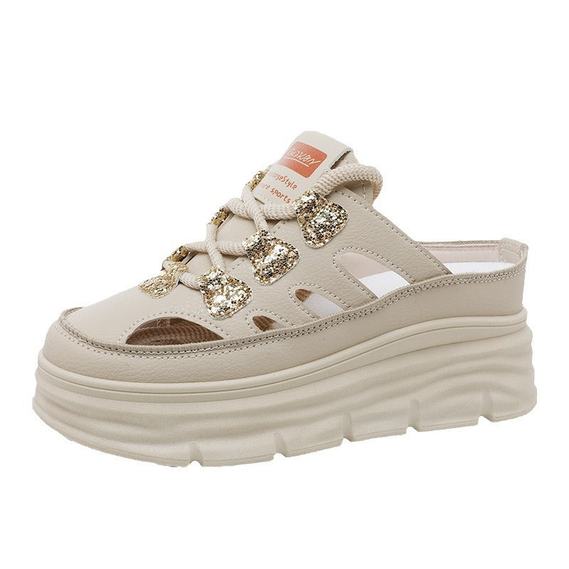 Damen Sneaker Bequem Chunky Slip-On mit Glitzer