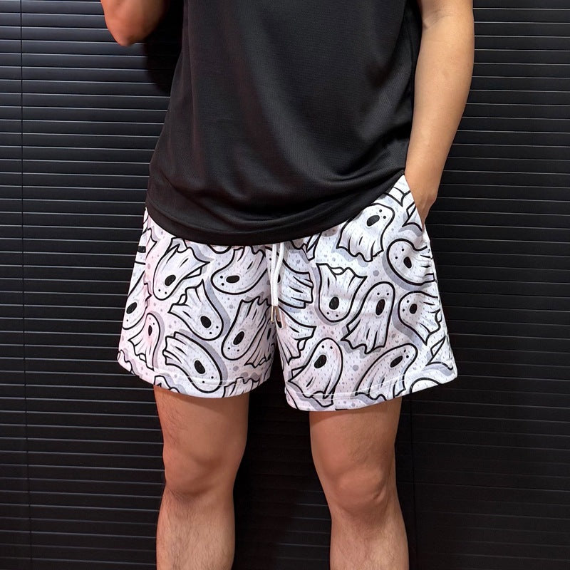 Herren Badehorts Ghost Print Schwarz Modern