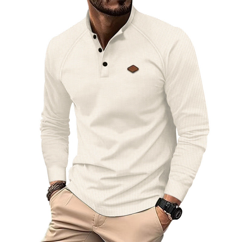 Herren Henley-Shirt Langarm Modern Strukturiert