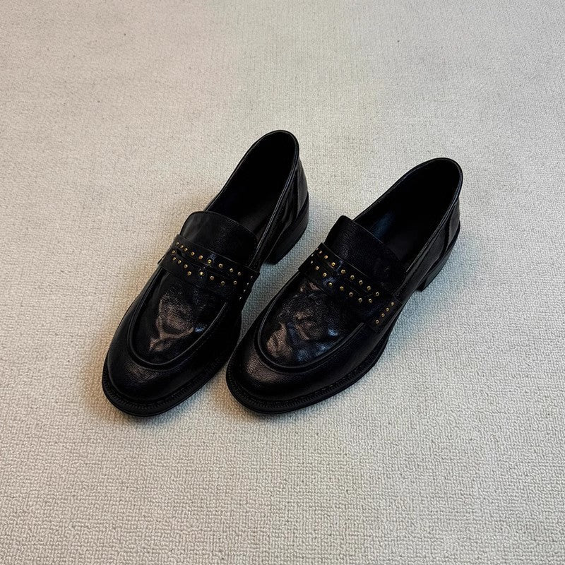 Damen Mokassins Elegant Nieten Schuhe Modisch
