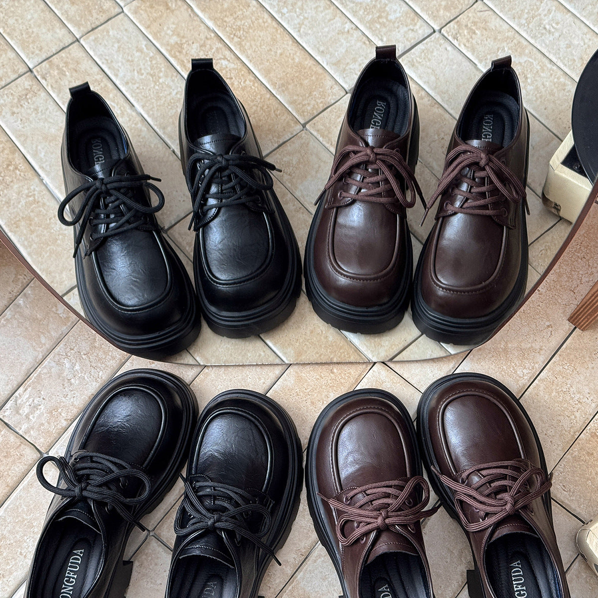 Damen Plateauschuhe Robust Schnürschuhe Modisch - BerlinGlamour