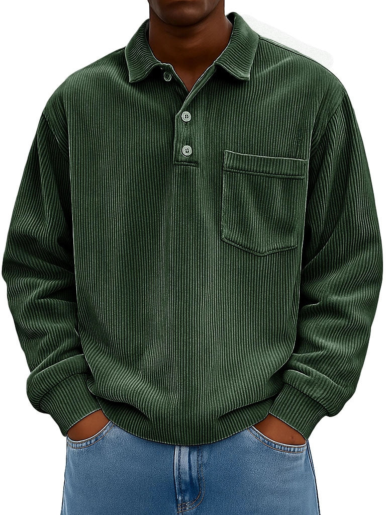 Herren Poloshirt Lässig Ripp Design Mit Brusttasche
